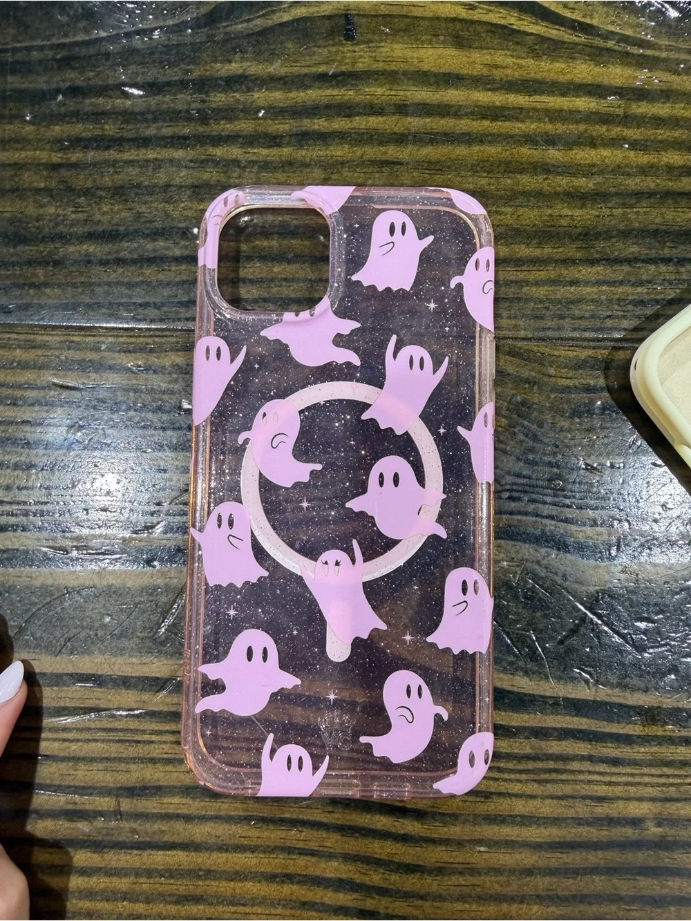 Velvet Caviar Pink Ghost Clear Phone Case with Ring Holder iPhone 14 Plus